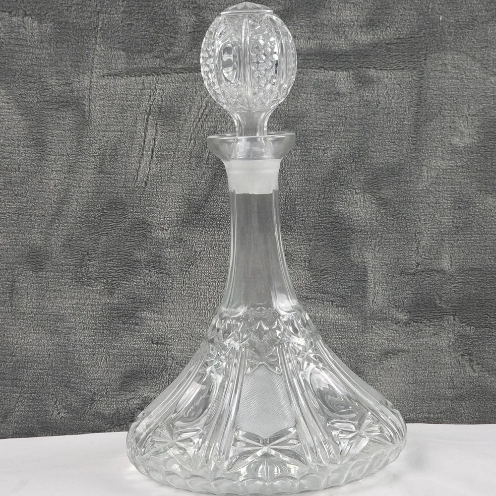 Vintage 9 Inch Etched Glass Decanter